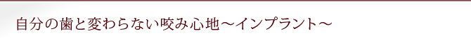 自分の歯と変わらない咬み心地～インプラント～