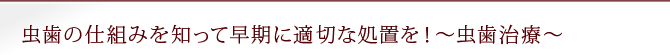 虫歯の仕組みを知って早期に適切な処置を！～虫歯治療～