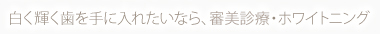 白く輝く歯を手に入れたいなら、審美診療・ホワイトニング